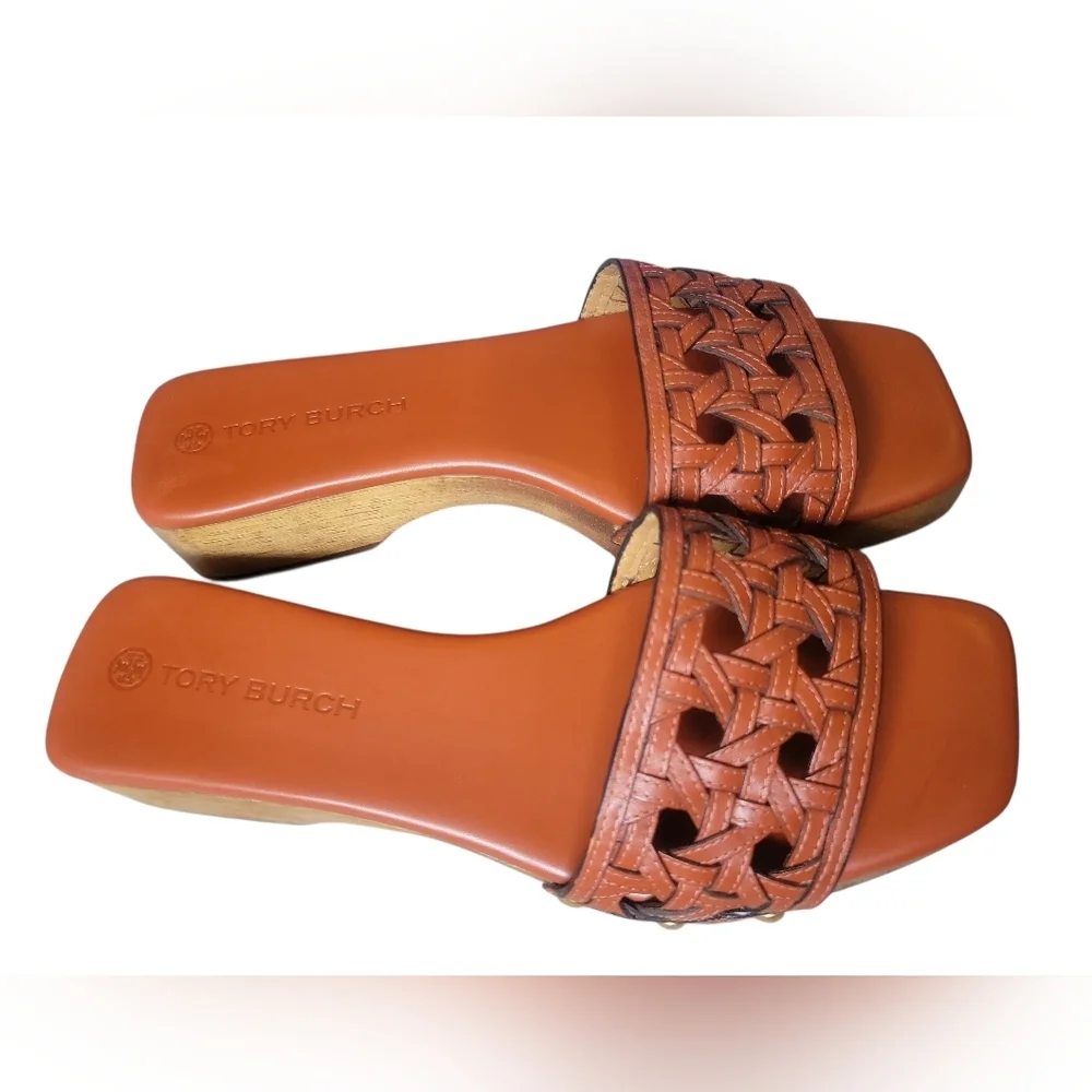 Tory Burch Women's Orange Woven Slide Sandals